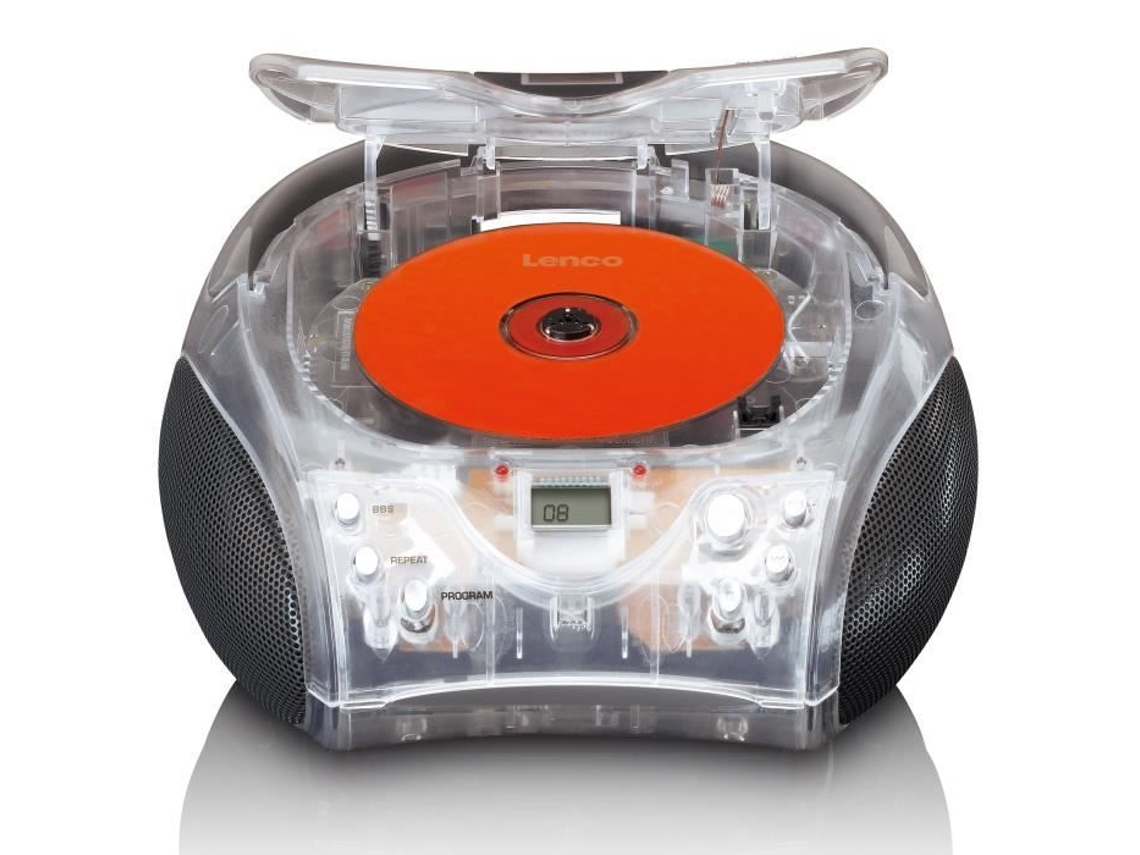Radio Portatil Con Reproductor De Cd Scd-24Tr Bateria Transparente C Altavoces Incorporados LENCO