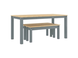 Maison Exclusive - Juego De Comedor Panama 3 Pzas Madera Maciza De Pino Gris