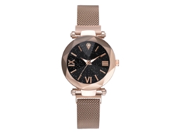Reloj De Pulsera De Cuarzo Para Mujer Con Esfera Estrellada, Correa De Aleación, Cierre Magnético Y Chapado En Oro.