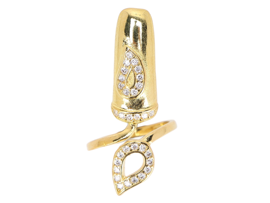 Omni-anillos De Uñas Creativos Apertura Personalizados Moda Con Strass Joyería De Punta De Dedo Oro