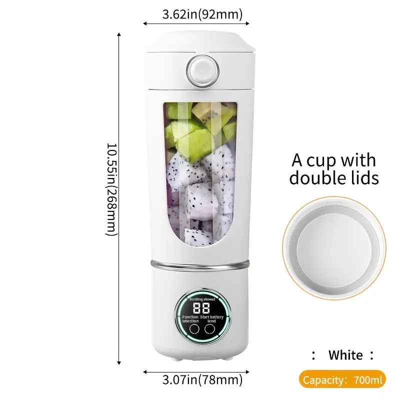 Exprimidor compacto Eifson de 23.7 oz con pantalla digital y 12 cuchillas (blanco)