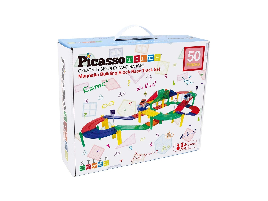 Bloques de construcción magnéticos para pistas de carreras Picasso Tiles, 50 piezas