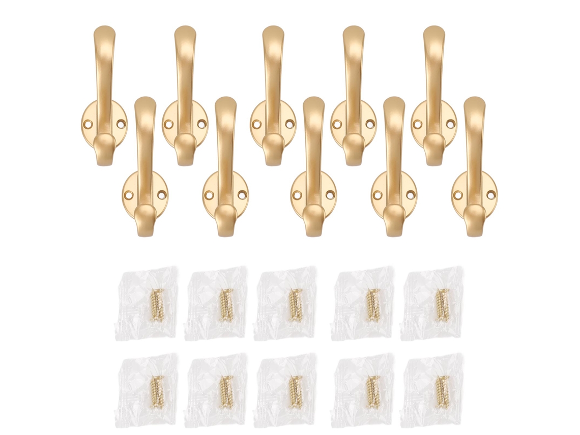 10 Ganchos De Pared Metálicos Resistentes Al Agua Para Entradas, Dormitorios, Baños Y Cocinas - Dorados