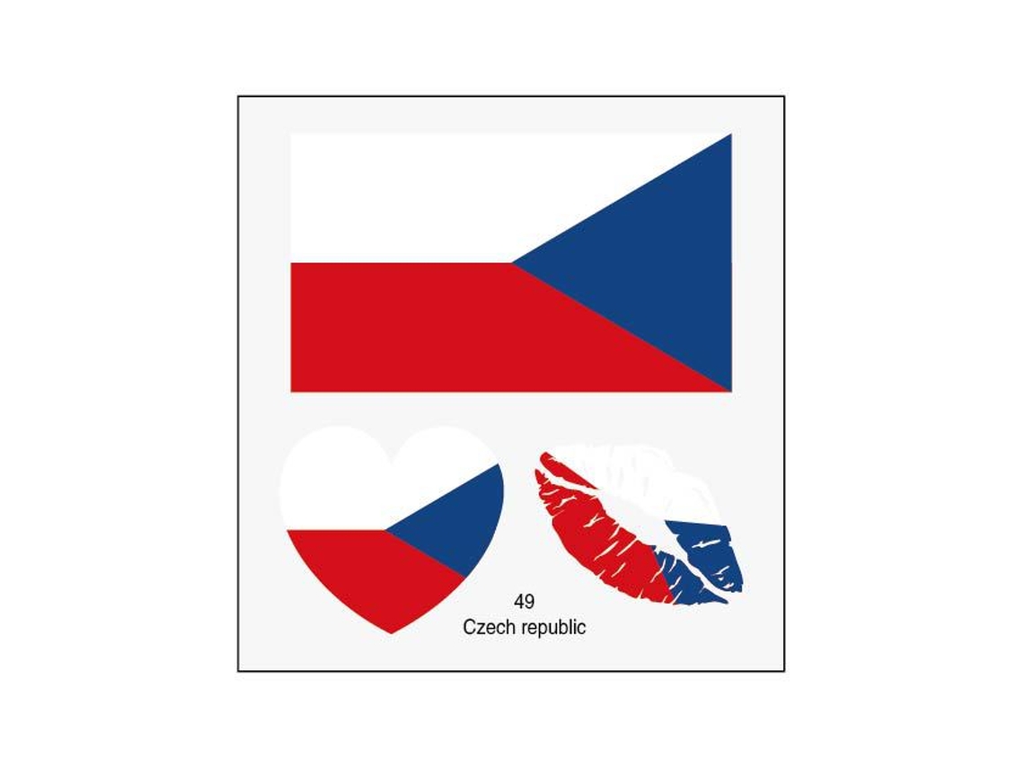 (república Checa) 50 Tatuajes Temporales Con La Bandera Nacional, Pegatinas Faciales De Transferencia Al Agua.