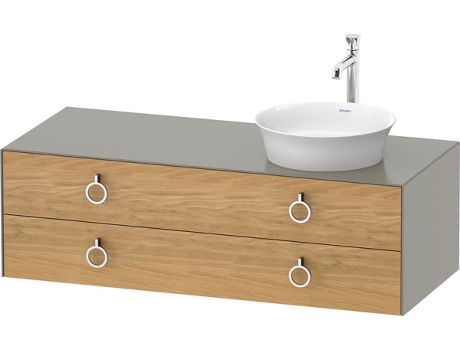 DURAVIT Tulip blanco, mueble de baño colgado en la pared, ancho 1300 x profundidad 550mm, con 2 cajones, con tirador, WT4992R