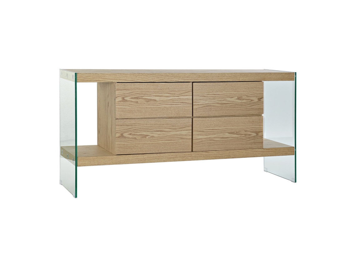 Aparador de cristal en MDF marrón claro, 160x45x80cm ALEXANDRA HOUSE LIVING