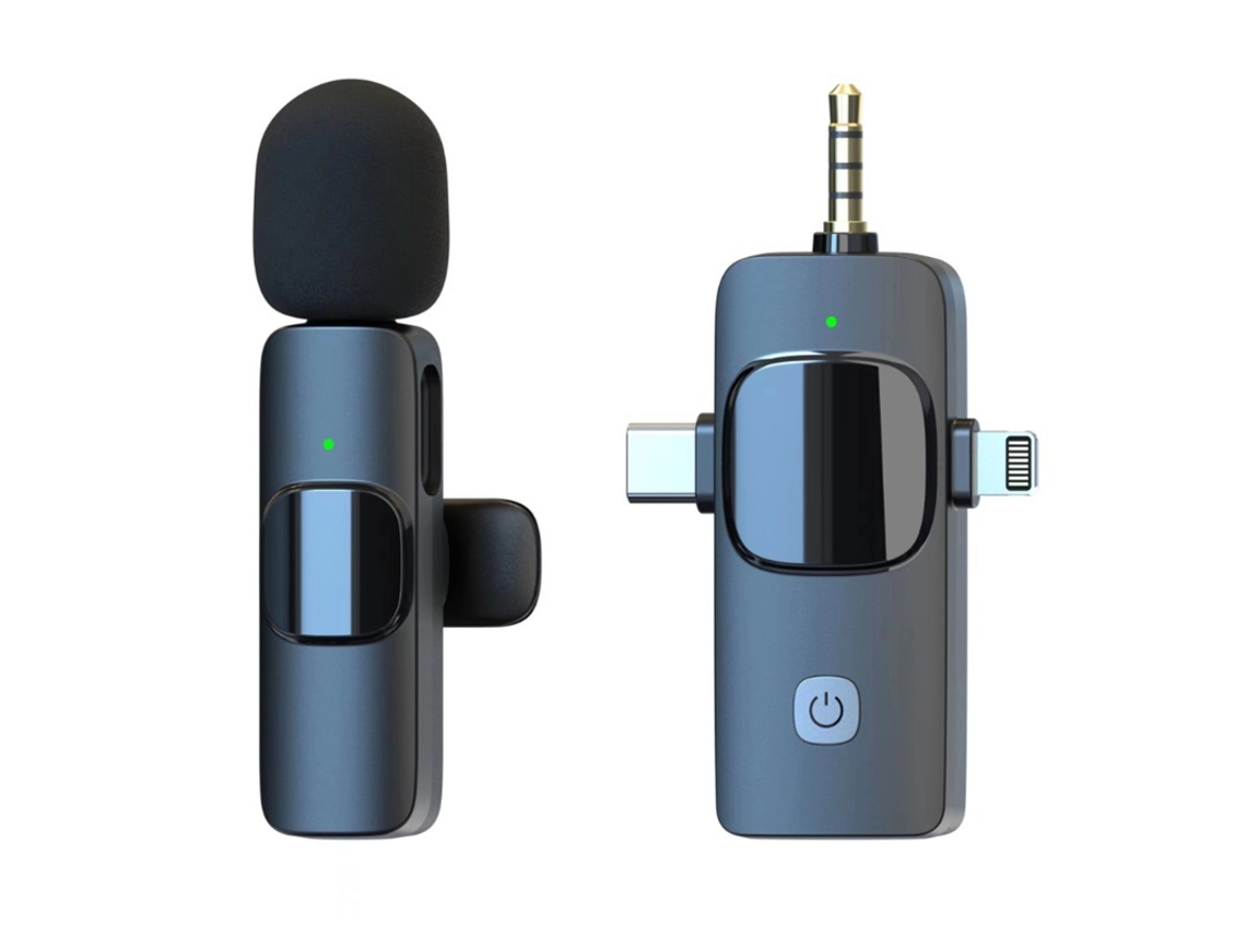 Micrófono Lavalier Con Cancelación De Ruido 3 En 1 Compatible Con Android Apple Y Cámaras Cuich