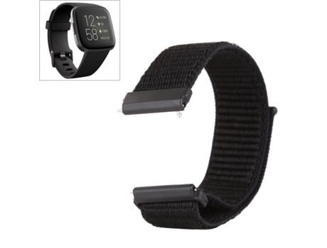 Correa Smartwatch para Fitbit Versa/Versa 2 Nylon con Cierre de Velcro (Negro)