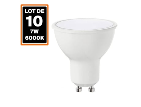 10 Bombillas GU10 7W eq. 50W Blanco frio 6000K EUROPALAMP