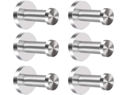 Ganchos de pared de acero inoxidable para colgar ropa y toallas de baño, 52 mm (paquete de seis)
