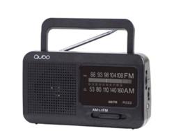 Radio portátil Qubo R 222 con cable y pilas, color negro