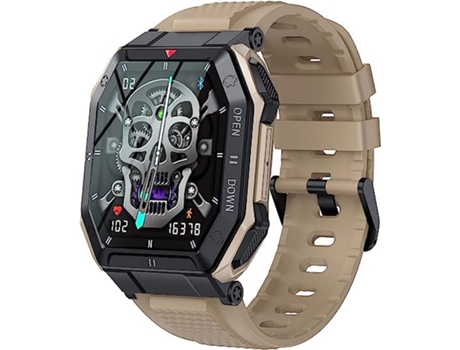 Pantalla cuadrada Ángulo de visión Detección de frecuencia cardíaca Smartwatch resistente al agua Caqui JL-EIGHT