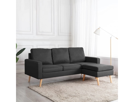 Sofá de 3 plazas con reposapiés de tela gris oscuro 184 x 76 x 82,5 cm MAISON EXCLUSIVE