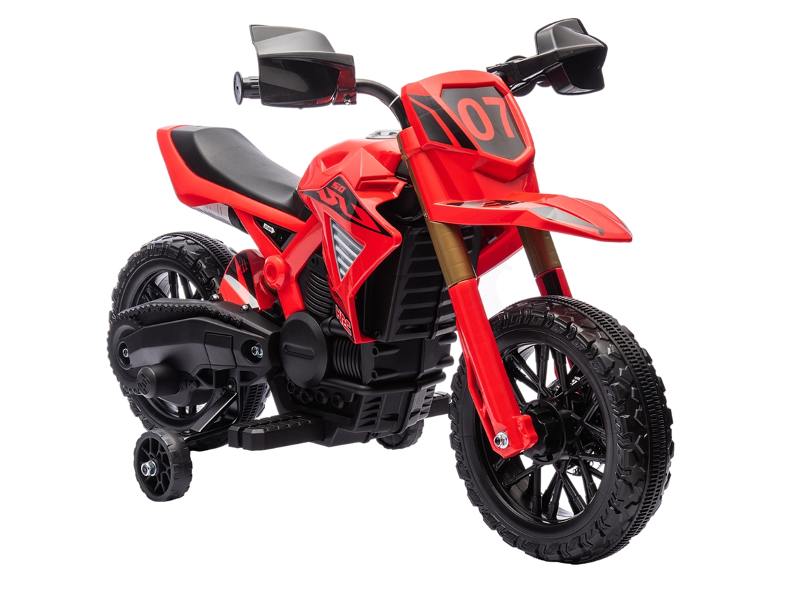 Motocicleta eléctrica para niños, transmisión a batería de 6 V, ruedas pequeñas, bocina, sonido de arranque, de 3 a 8 años, roja.
