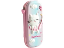 Estuche para lápices con estampado de dibujos animados en 3D, 3 capas, impermeable, material escolar adorable.