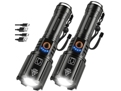 Linterna Recargable De Alto Lúmen, 2 Paquetes De Linternas Súper Brillantes De 990000 Lúmenes Para Casa, 5 Modos, Ipx6 Impermeable, Resist Szsmart