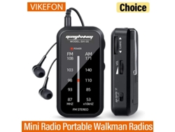 Mini radio portátil Walkman AM/FM, sonido estéreo, funciona con pilas AAA, incluye auriculares, ideal para senderismo y rutas de senderismo. Viewleaf