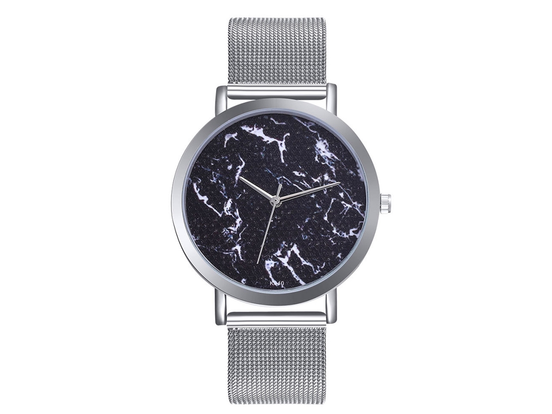 Reloj De Pulsera Casual Para Hombre Y Mujer Analógico Correa De Malla Plata Cuarzo