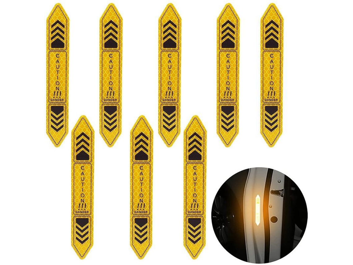 8 Pegatinas Reflectantes Para Puertas De Coche, Universales, Súper Reflectantes, Borde Del Parachoques