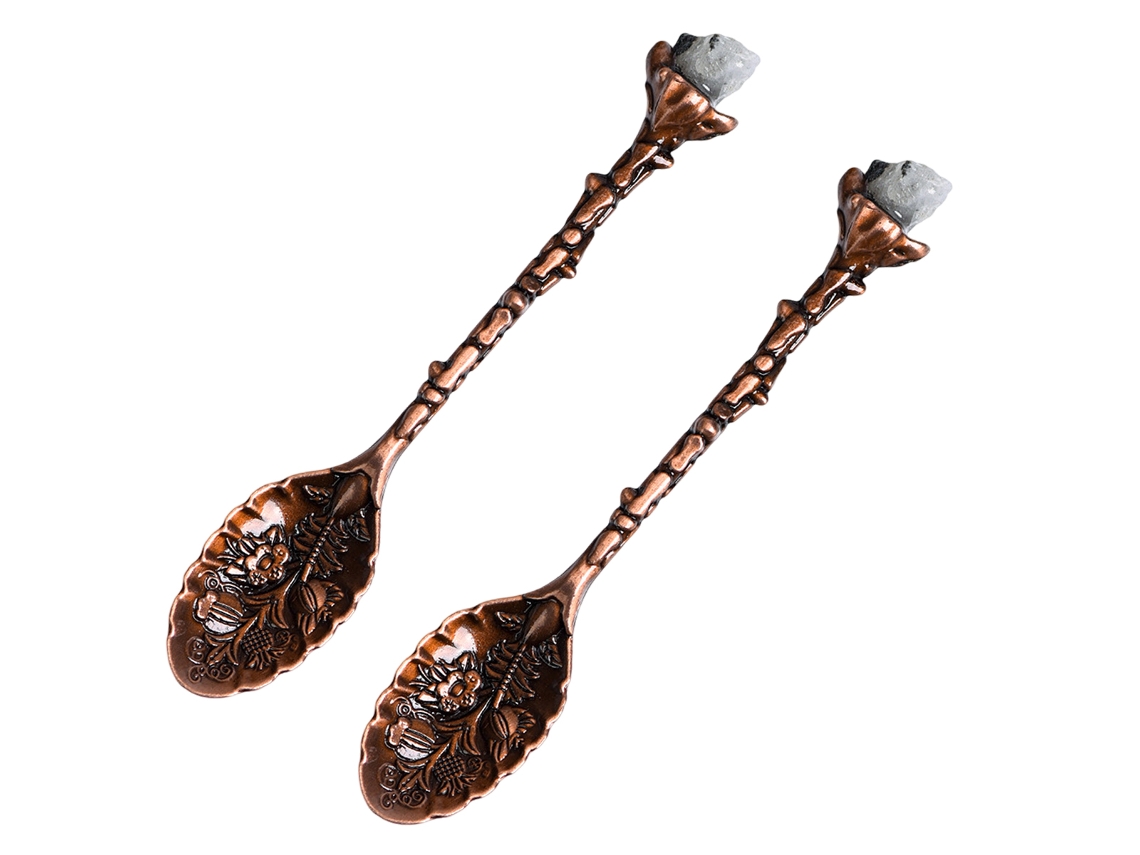 Paquete de 2 cucharas de café retro de aleación antigua