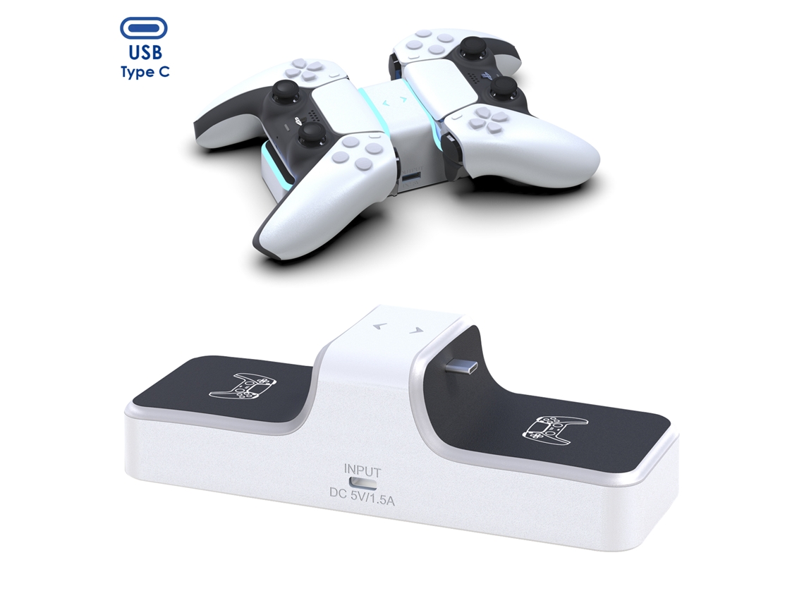 Cargador Dual Para 2 Mandos De Ps5. Incluye Salida De Carga Usb.