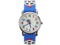 Reloj infantil para niño, azul, con estampado de fútbol, diseño de dibujos animados, cómodo para uso diario. GOKOCO (1 unidad)