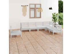 Conjunto de salón de jardín de 7 piezas de pino macizo blanco Dkd Home Decor
