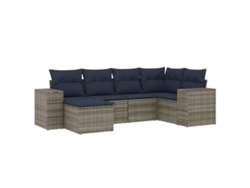 Conjunto de sofás de jardín, 6 piezas, cojines, ratán gris. EXCLUSIVO DE MAISON.