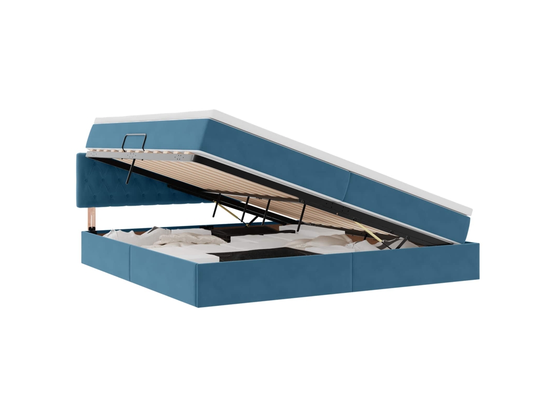 Maison Exclusive - Cama Con Almacenamiento Y Led Con Led Azul Oscuro 200 X 200 Cm