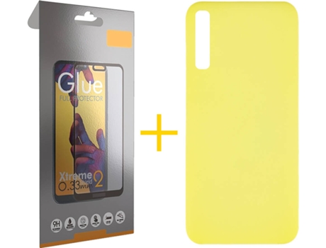 Kit Funda + Protector de Pantalla Samsung Galaxy A30s SKYHE Full Silicona Líquida (Amarillo)