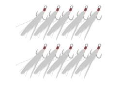 10 Anzuelos Triples De Acero Inoxidable Con Plumas Para Cebo Artificial Boxsz012 6