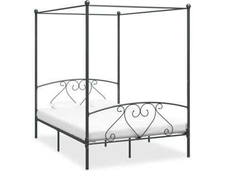 vidaXL Estructura de cama con dosel metal gris 160x200 cm