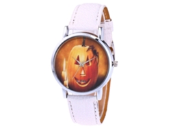 Reloj De Cuarzo Con Correa Pu Para Mujer Casual Patrón De Calabaza Blanco