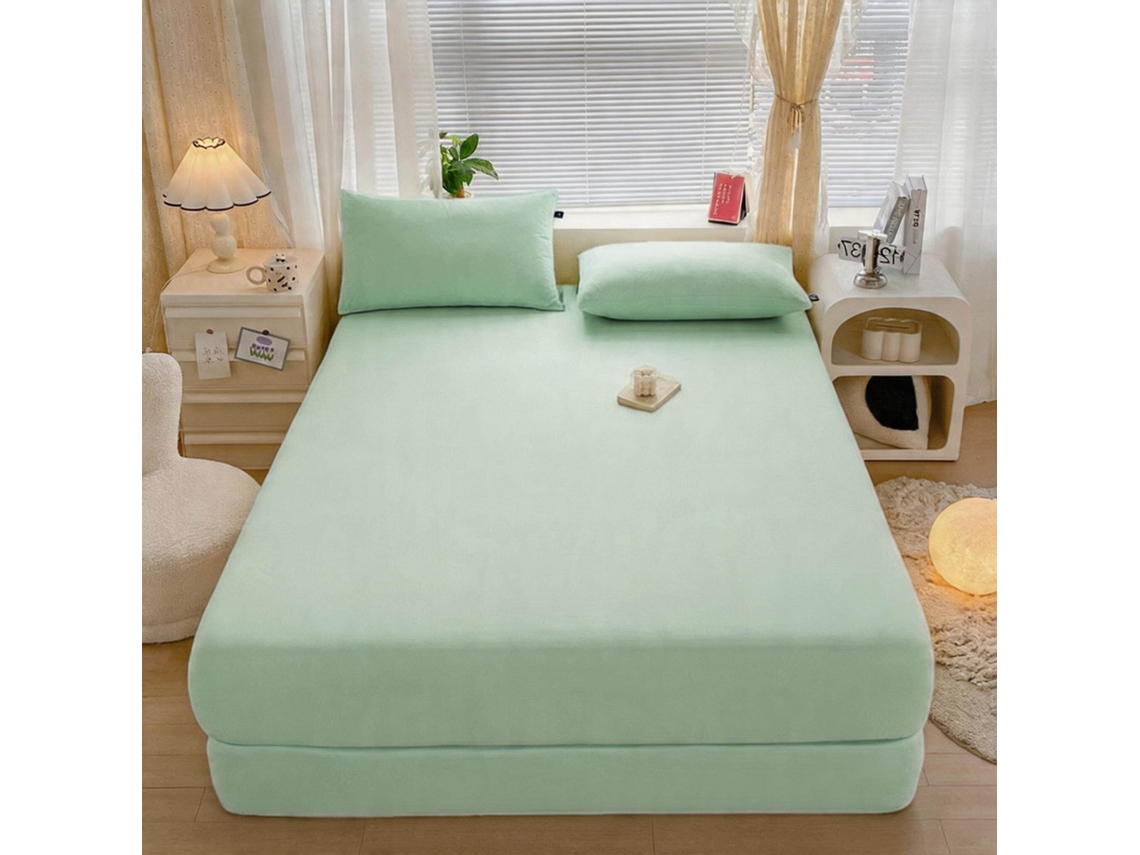 Juego De Sábanas 4 Piezas (sábana Bajera, Sábana Encimera Y Dos Fundas De Almohada) Para 100 X 190 Cm, Verde Digitallab