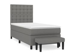 Maison Exclusive - Cama Box Spring Con Colchón Tela Gris Oscuro 100x200 Cm
