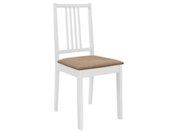 Pack 6 Uds Sillas De Comedor | Silla De Comida | Silla De Cocina Con Cojines De Madera Maciza Blanca Wsd157603