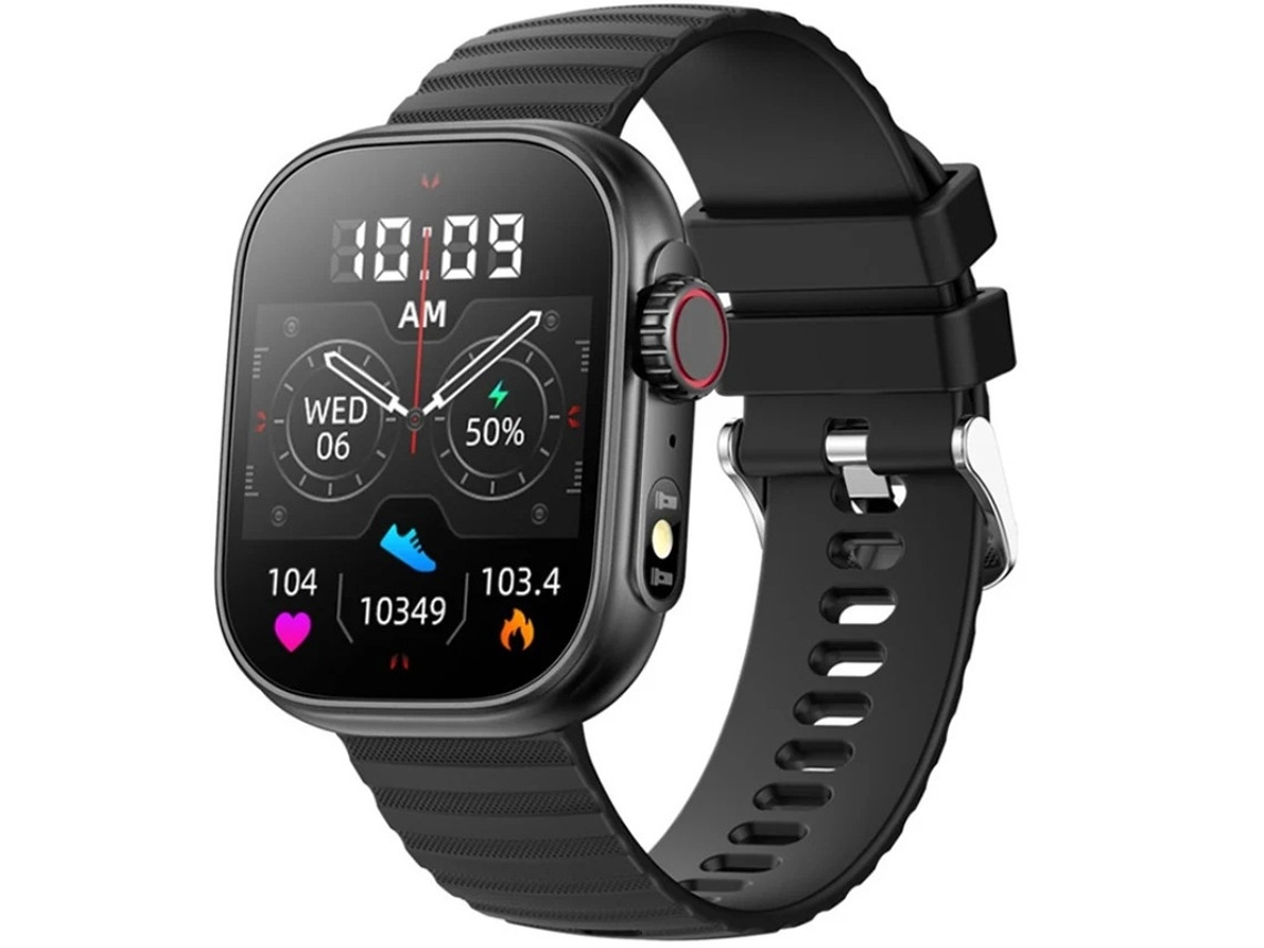 Reloj inteligente con llamadas Bluetooth, pantalla grande de 2,01 pulgadas, control del ritmo cardíaco y de la temperatura corporal, resistente al agua, con LED de fitness Yizhood
