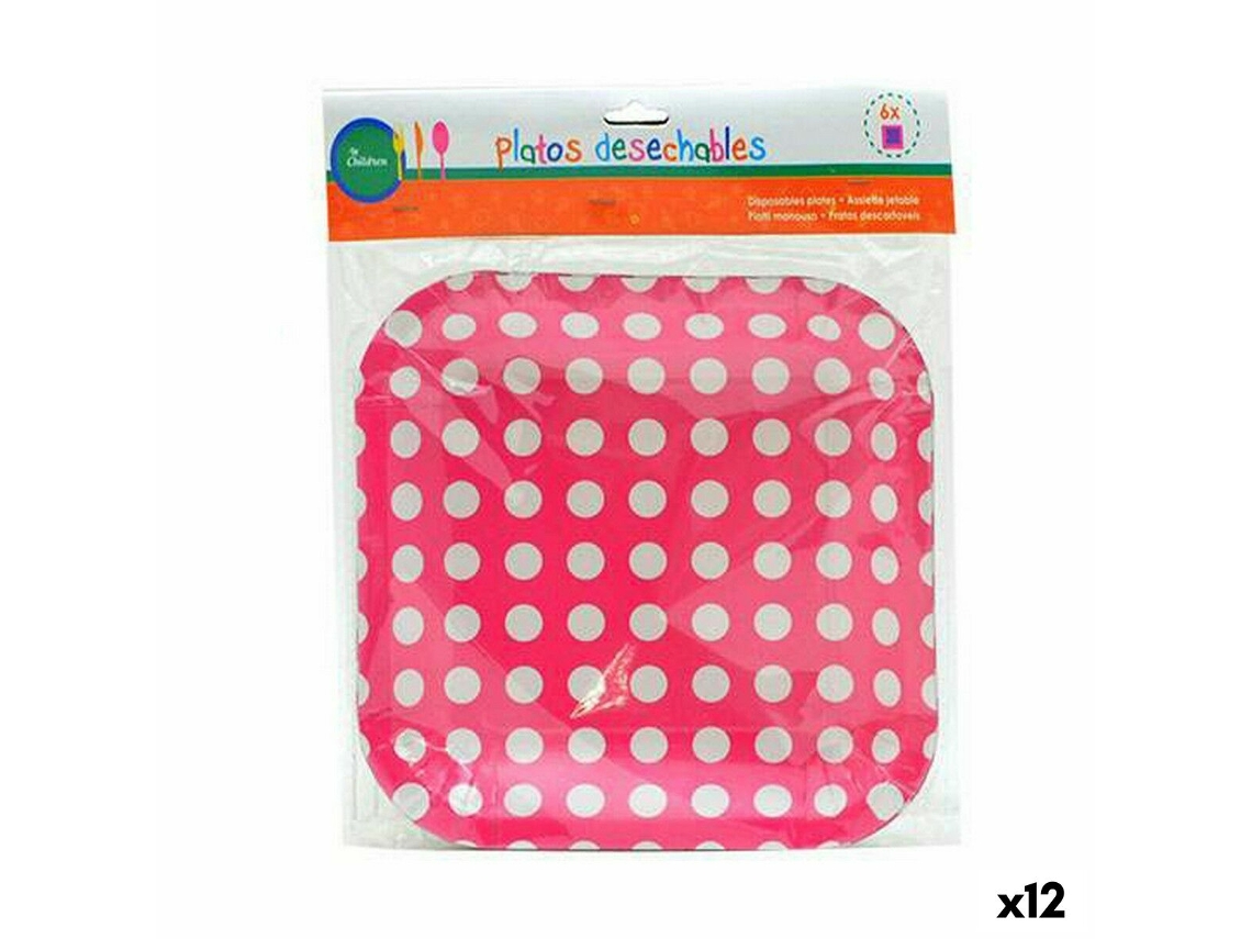 Set de Platos Puntos Desechable 24 x 2 x 19 cm (12 Unidades)