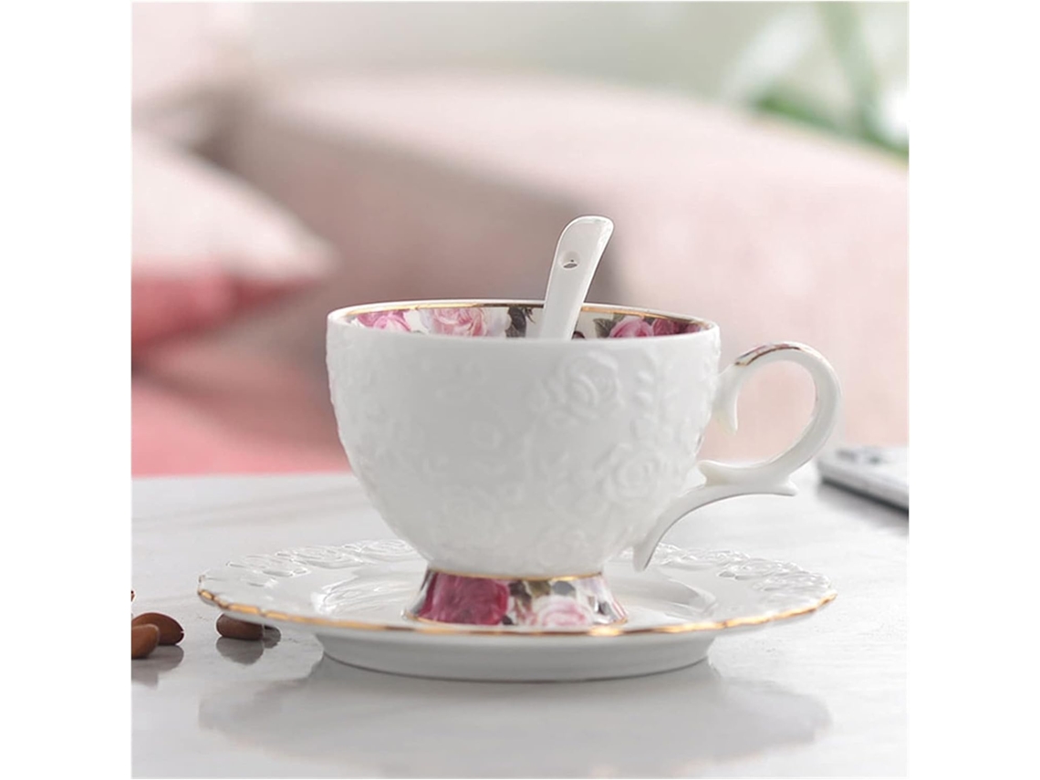 Tazas de café, tazas y platillos de cerámica