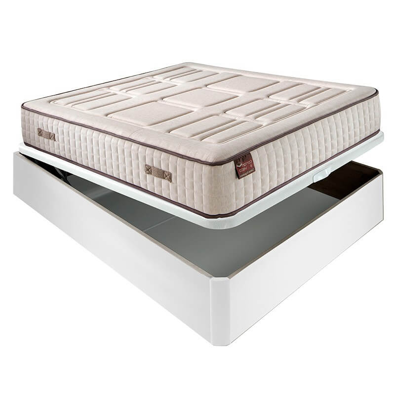 Pack Cotton Abatible madera blanco 105x190cm juego de y somier aznar