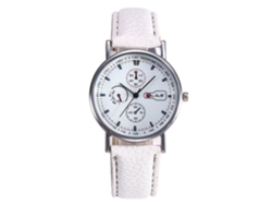 Reloj De Pulsera De Cuarzo Unisex Informal Y Moderno Zhoulianfa Con Correa De Pu (blanco)