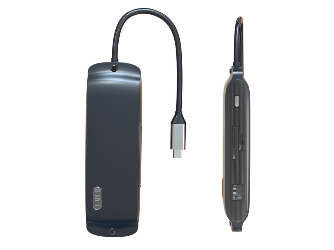 Estación de acoplamiento USB-C 8 en 1 Bestvite 4K 30 Hz HD MI compatible con RJ45 SD/TF USB3.0 USB2.0 para MacBook Air M1 negro