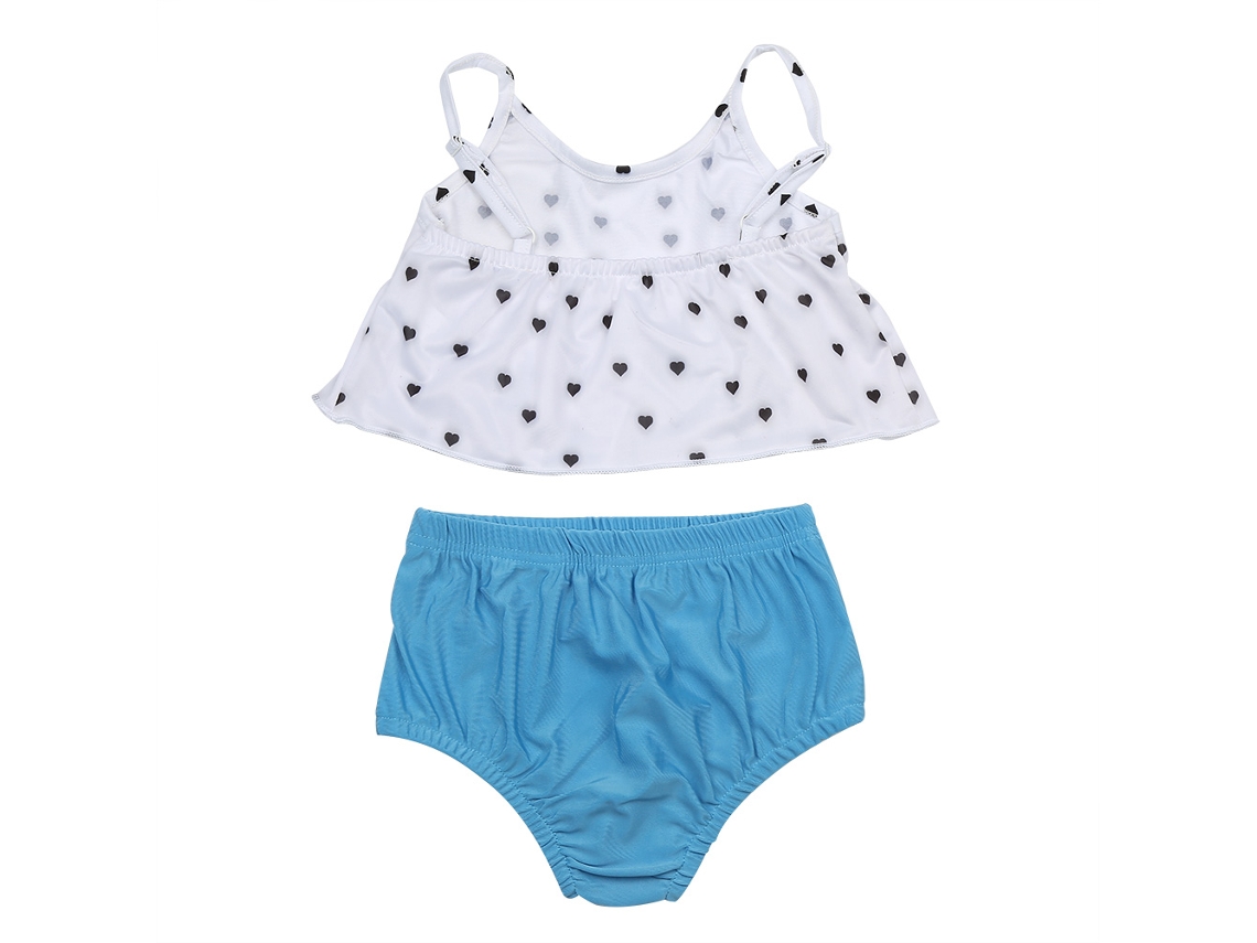 Traje De Baño De Dos Piezas Para Niña Con Estampado De Corazones, Estilo Playero Vaquero, Cómodo (100)