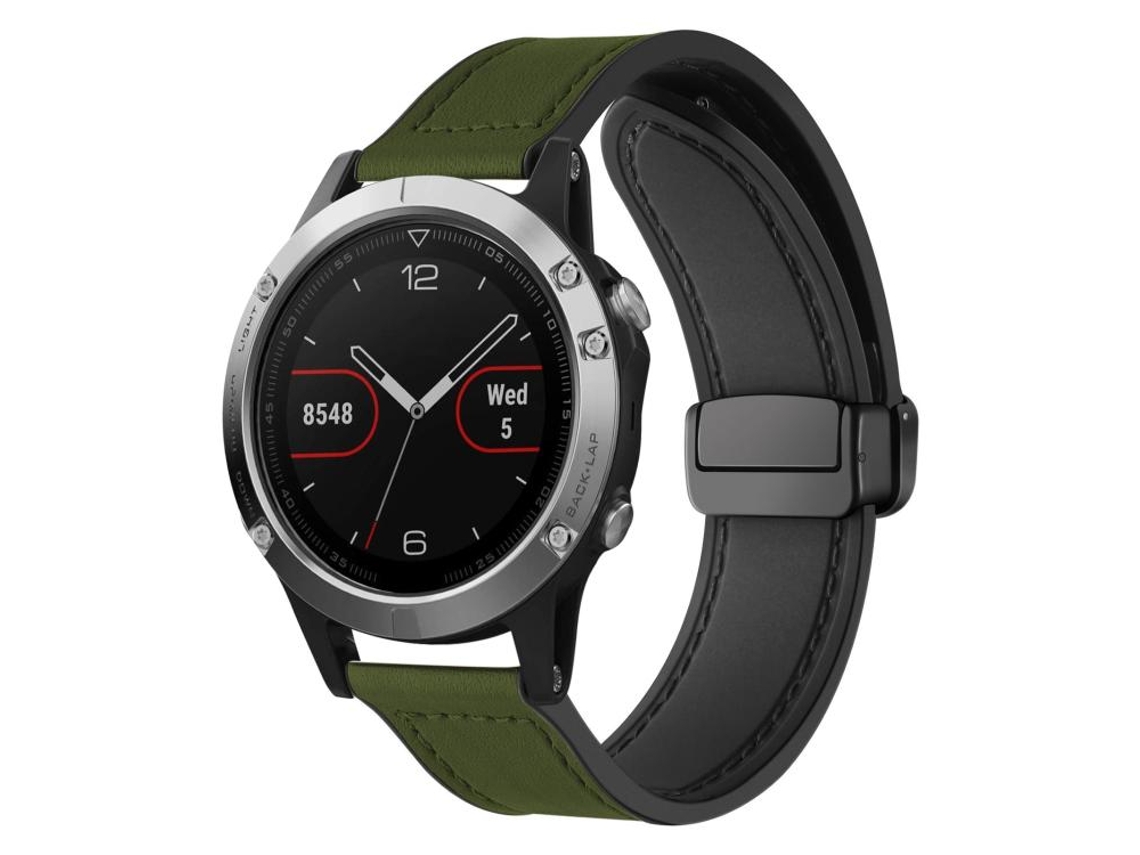 Bracelete Para Garmin Fenix 8 / 7x / 6x / 5x (22mm) - Silicone Magnético - Padrão Crazy Horse Verde-exército