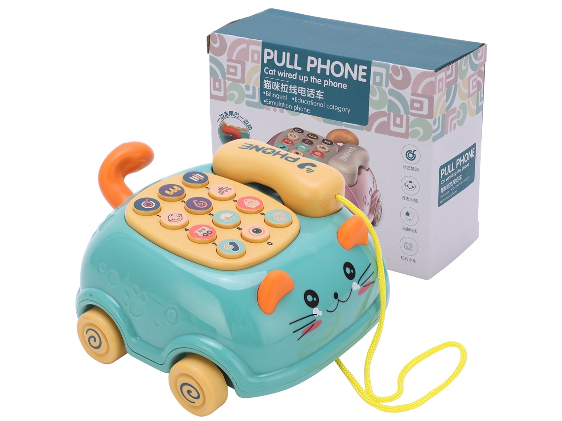 Lindo Teléfono Móvil De Juguete Para Niños Con 16 Funciones, Coche Verde, Gato De Simulación, Educación Infantil Temprana.