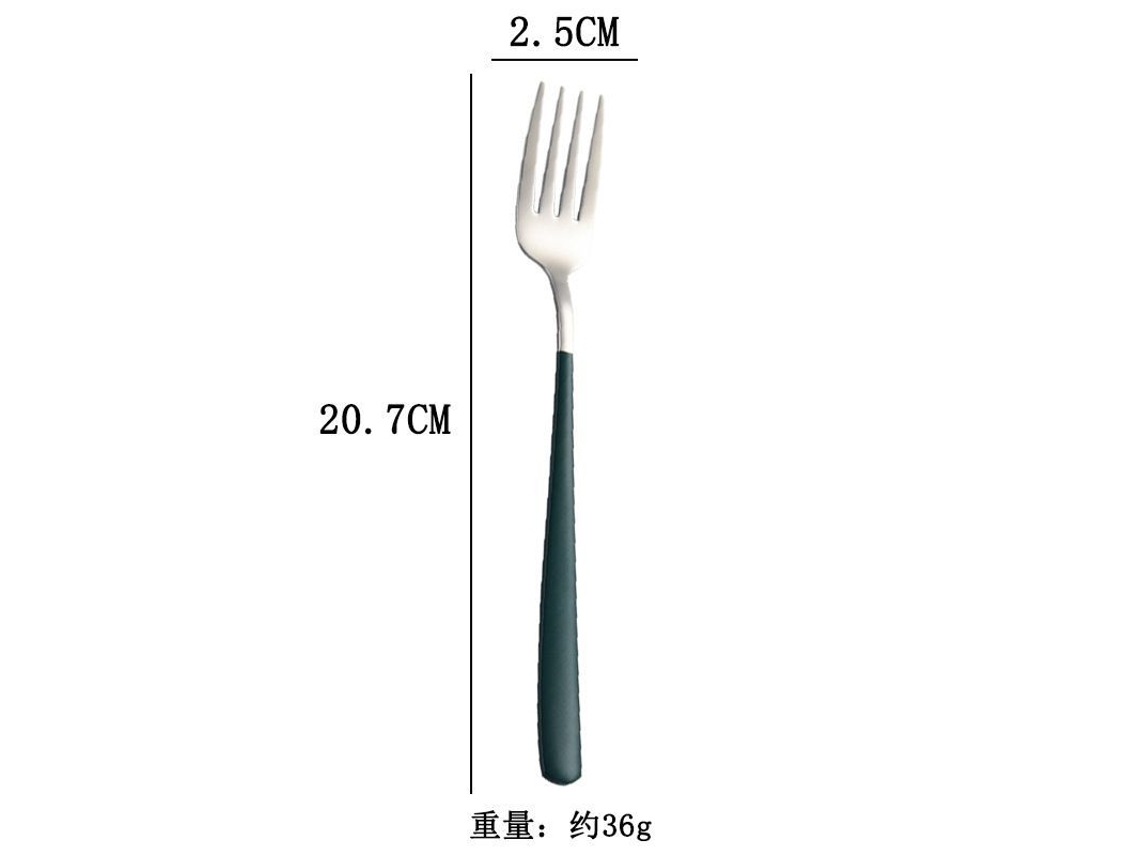 2026-41705-tenedores De Acero Inoxidable 6 Piezas Largos Para Ensalada Carne Fruta Vajilla Occidental Creativa Plateada Verde