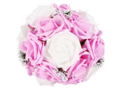 EIOORORRIY Buquê de noiva artificial para decoração de casamento (rosa)
