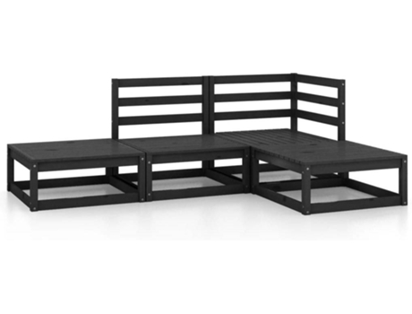 Conjunto 4 de muebles de jardín VIDAXL negro madera maciza de pino