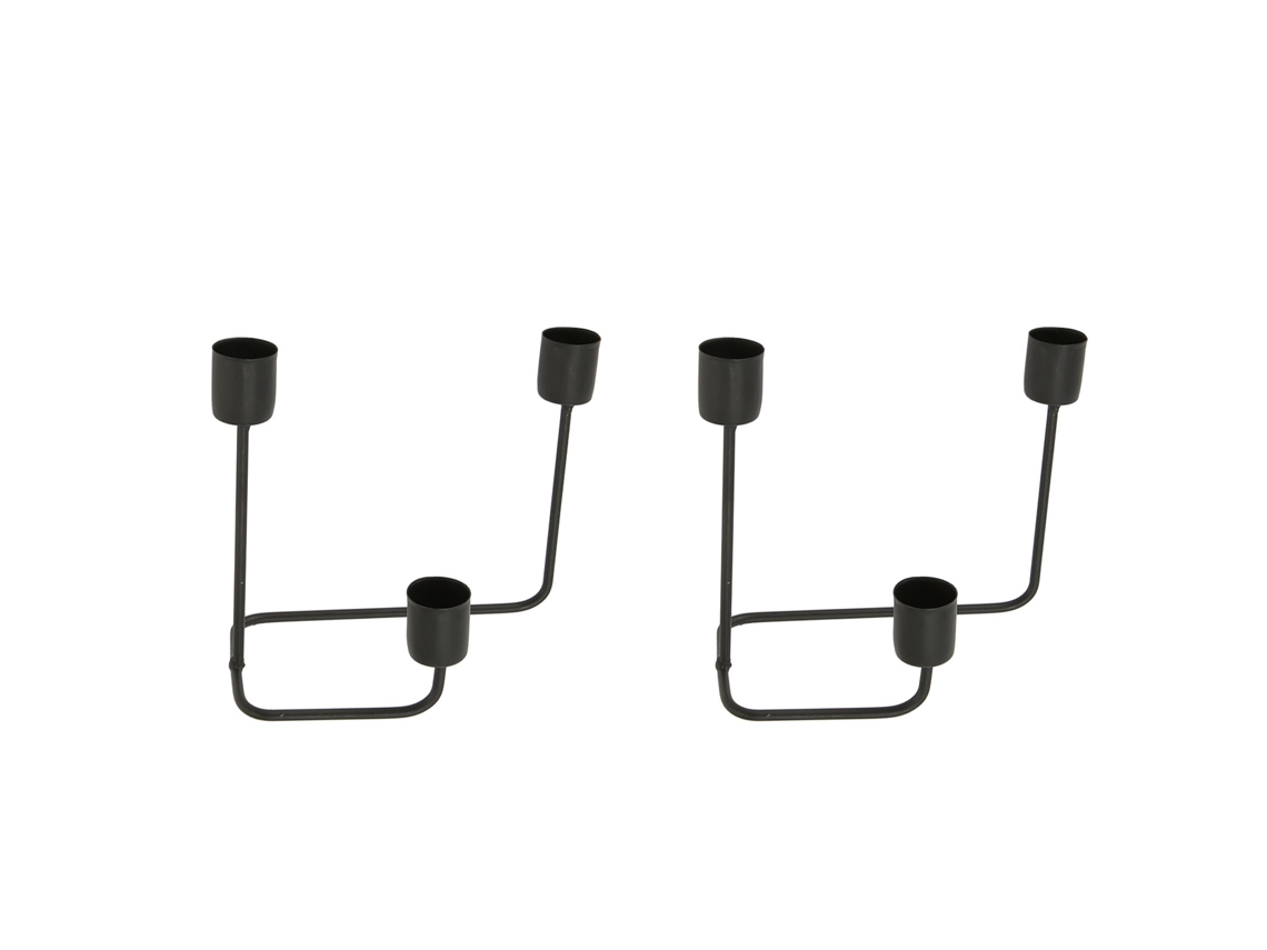 2026-2 Piezas Portavelas De 3 Brazos Negro Moderno Simple Portacandelas Decorativo Para Boda Y Fiesta