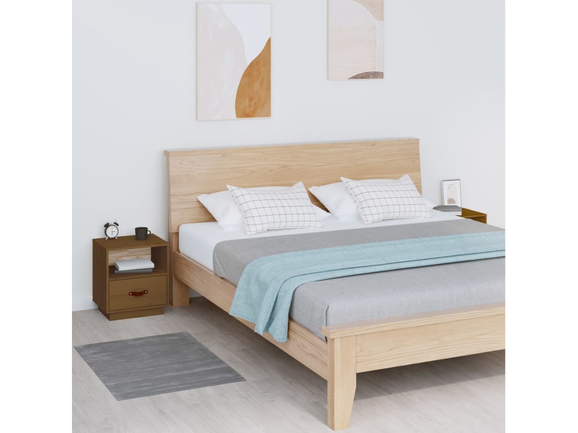 Mesitas de Noche LOVELY HOME Mesinha 2 Pcs 40X34X45 Cm Pinho Maciço Castanho Mel